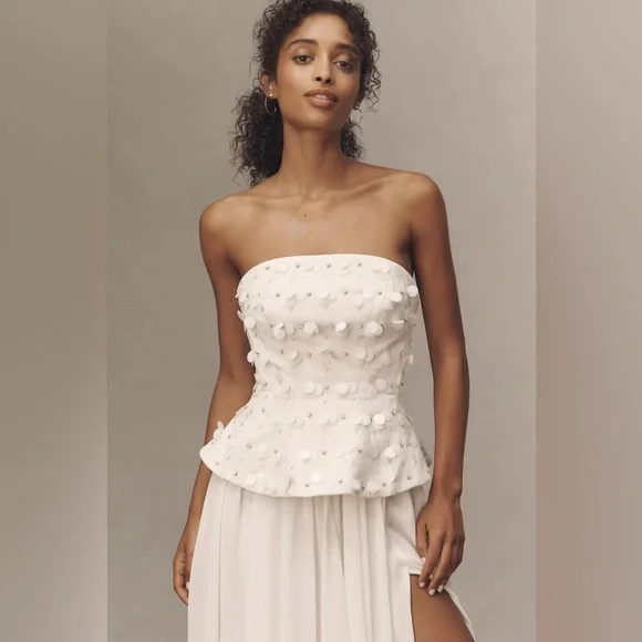 BHLDN Strapless Embellished Peplum Pleated Maxi Dress
BHLDN - Picture 4 of 12